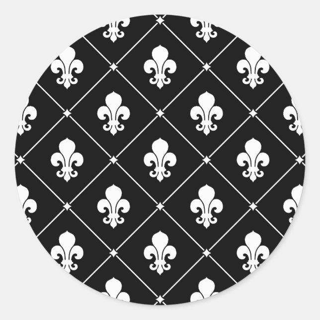 Fleur De Lis Pattern Classic Round Sticker (Front)