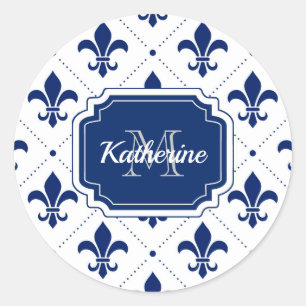 Fleur-de-lis Pattern Classic Round Sticker