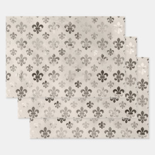 Fleur De Lis Pattern Distressed Decoupage Wrapping Paper Sheet