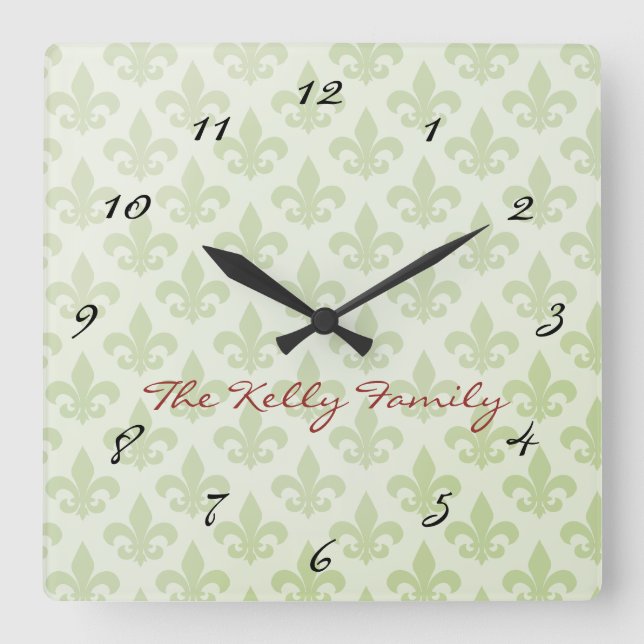 Fleur de Lis Pattern Editable Wall Clock (Front)