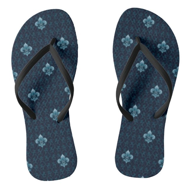 Fleur De Lis Pattern Flip Flops (Footbed)