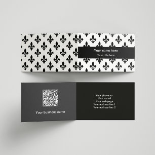 Fleur de Lis Pattern, French, Royal, Black Business Card