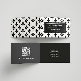 Fleur de Lis Pattern, French, Royal, Black Business Card
