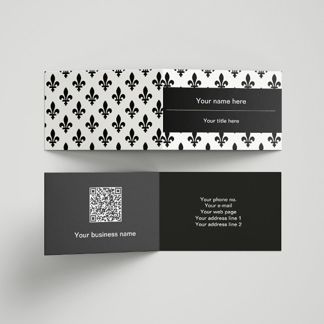 Fleur de Lis Pattern, French, Royal, Black Business Card (Creator Uploaded)