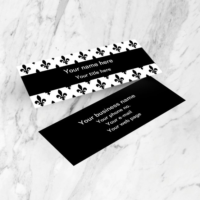 Fleur de Lis Pattern, French, Royal, Black Mini Business Card (Creator Uploaded)