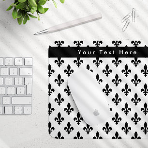 Fleur de Lis Pattern, French, Royal, Black Mouse Mat