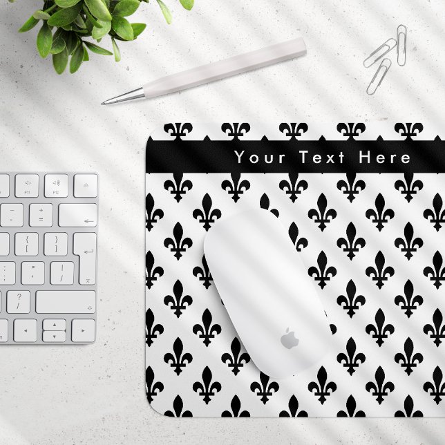 Fleur de Lis Pattern, French, Royal, Black Mouse Mat (Creator Uploaded)