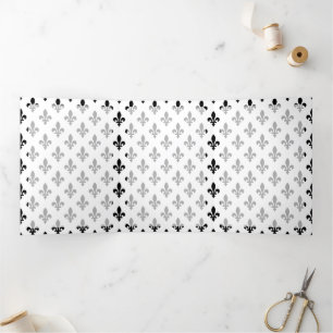 Fleur de Lis Pattern, French, Royal, Black Tri-Fold Card