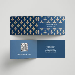 Fleur de Lis Pattern, French, Royal, Cream, Blue Business Card