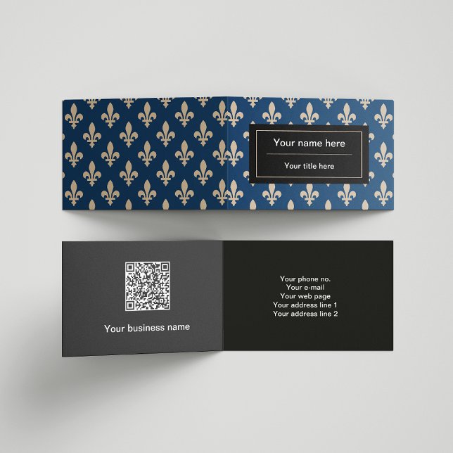 Fleur de Lis Pattern, French, Royal, Cream, Blue Business Card (Creator Uploaded)