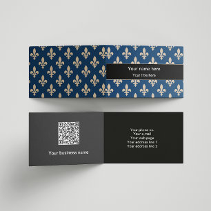 Fleur de Lis Pattern, French, Royal, Cream, Blue Business Card