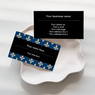 Fleur de Lis Pattern, French, Royal, Cream, Blue Business Card