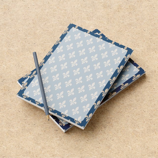 Fleur de Lis Pattern, French, Royal, Cream, Blue Notepad (Creator Uploaded)