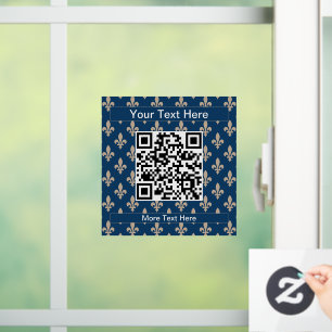 Fleur de Lis Pattern, French, Royal, Cream, Blue Window Cling