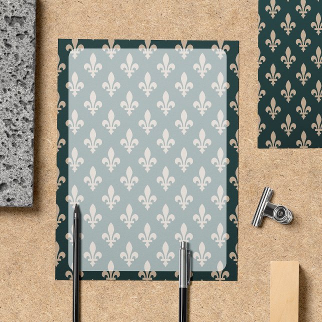 Fleur de Lis Pattern, French, Royal, Cream, Green (Creator Uploaded)