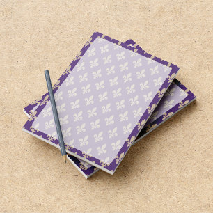 Fleur de Lis Pattern, French, Royal, Cream, Purple Notepad