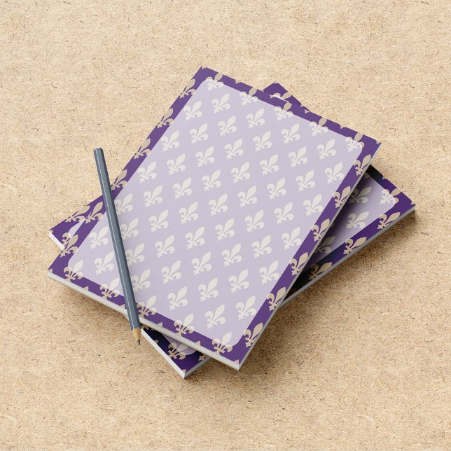Fleur de Lis Pattern, French, Royal, Cream, Purple Notepad (Creator Uploaded)