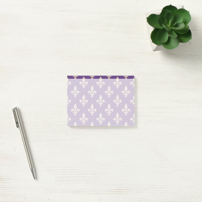 Fleur de Lis Pattern, French, Royal, Cream, Purple Post-it Notes (Office)