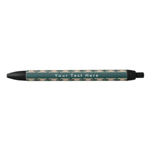Fleur de Lis Pattern, French, Royal, Green Black Ink Pen