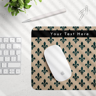 Fleur de Lis Pattern, French, Royal, Green Mouse Mat
