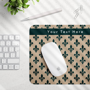 Fleur de Lis Pattern, French, Royal, Green Mouse Mat