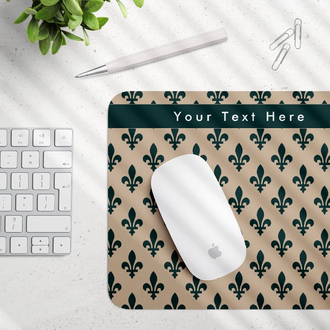 Fleur de Lis Pattern, French, Royal, Green Mouse Mat (Creator Uploaded)