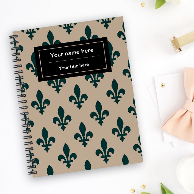 Fleur de Lis Pattern, French, Royal, Green Notebook (Creator Uploaded)