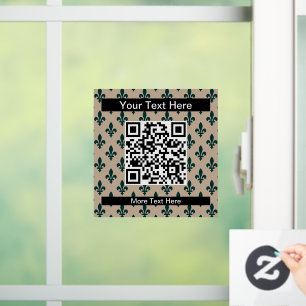 Fleur de Lis Pattern, French, Royal, Green Window Cling