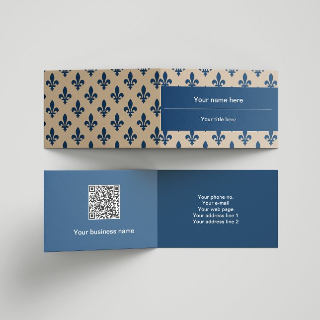 Fleur de Lis Pattern, French, Royal, Navy Blue Business Card (Creator Uploaded)