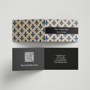 Fleur de Lis Pattern, French, Royal, Navy Blue Business Card