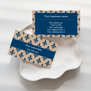 Fleur de Lis Pattern, French, Royal, Navy Blue Business Card