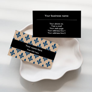 Fleur de Lis Pattern, French, Royal, Navy Blue Business Card
