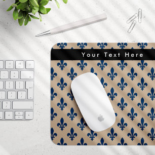 Fleur de Lis Pattern, French, Royal, Navy Blue Mouse Mat