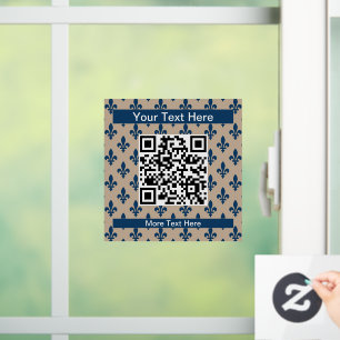 Fleur de Lis Pattern, French, Royal, Navy Blue Window Cling