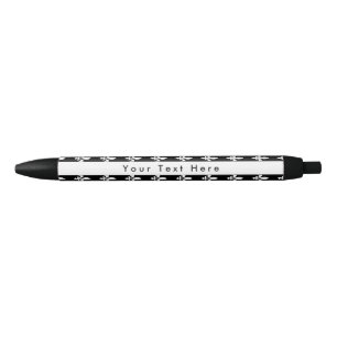 Fleur de Lis Pattern, French, Royal, White Black Ink Pen