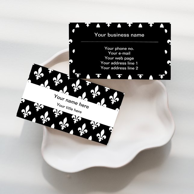 Fleur de Lis Pattern, French, Royal, White Business Card (Creator Uploaded)