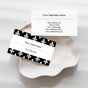 Fleur de Lis Pattern, French, Royal, White Business Card