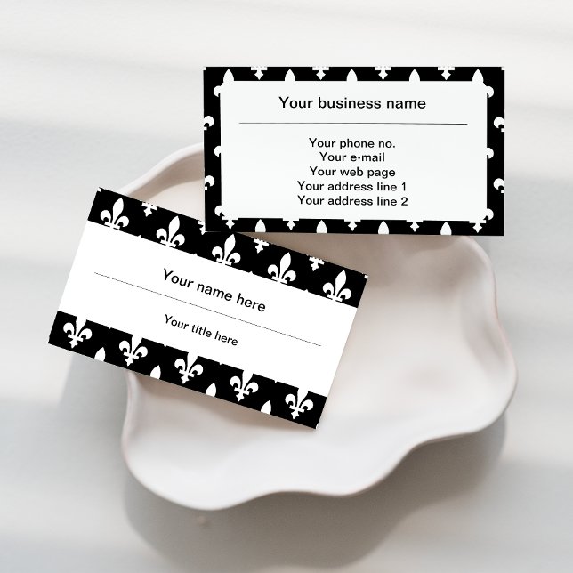 Fleur de Lis Pattern, French, Royal, White Business Card (Creator Uploaded)