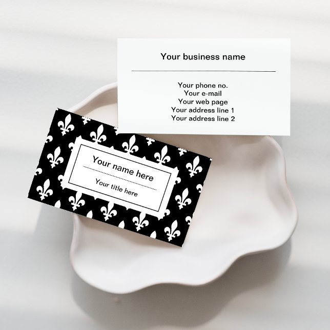 Fleur de Lis Pattern, French, Royal, White Business Card (Creator Uploaded)