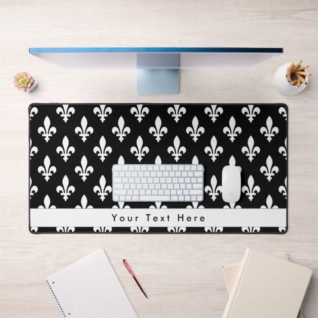 Fleur de Lis Pattern, French, Royal, White Desk Mat (Office 1)