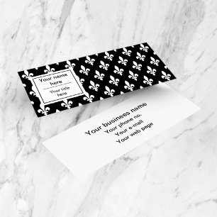 Fleur de Lis Pattern, French, Royal, White Mini Business Card