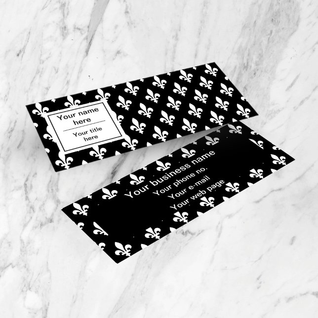 Fleur de Lis Pattern, French, Royal, White Mini Business Card (Creator Uploaded)