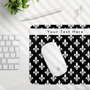Fleur de Lis Pattern, French, Royal, White Mouse Mat