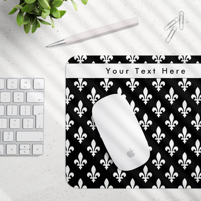 Fleur de Lis Pattern, French, Royal, White Mouse Mat (Creator Uploaded)