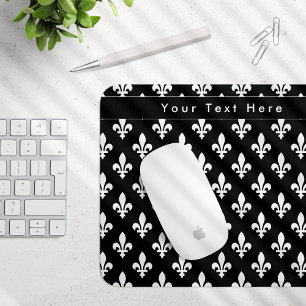 Fleur de Lis Pattern, French, Royal, White Mouse Mat