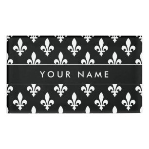 Fleur de Lis Pattern, French, Royal, White Name Tag