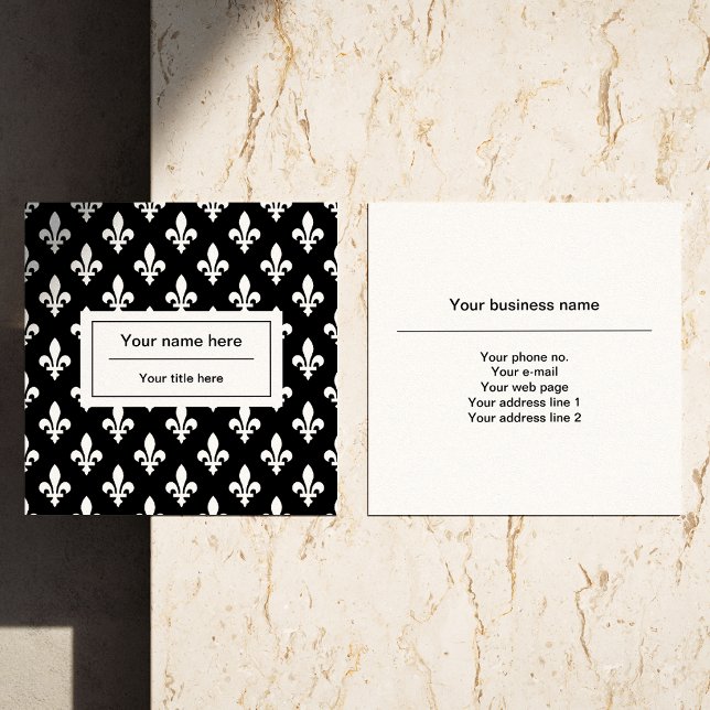 Fleur de Lis Pattern, French, Royal, White Square Business Card (Creator Uploaded)