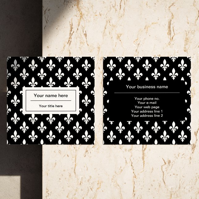 Fleur de Lis Pattern, French, Royal, White Square Business Card (Creator Uploaded)
