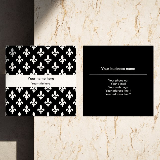 Fleur de Lis Pattern, French, Royal, White Square Business Card (Creator Uploaded)