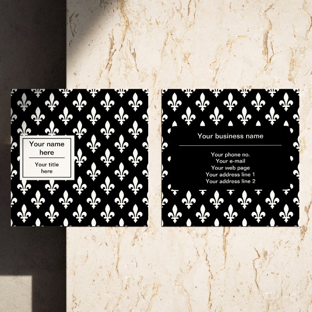 Fleur de Lis Pattern, French, Royal, White Square Business Card (Creator Uploaded)